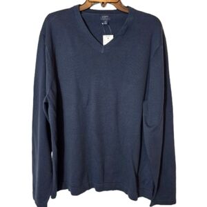 J. Crew Factory Men's V-Neck Sweater-tee in Navy Size XL NWT